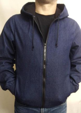 Джинсовая куртка с капюшоном большого размера