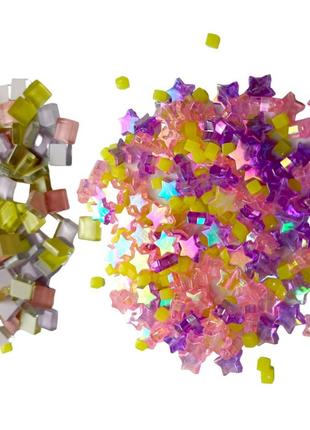 Набір шматочків мозаїки скло зірочка мікс фіолетовий, рожевий, жовтий 200 гр 150-180 штук товщина 4 мм7 фото