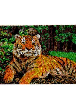 Набір для килимової вишивки килимок тигр (основа-канва, нитки, гачок для килимової вишивки)