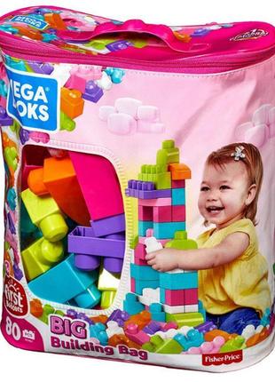 Mega bloks first builders конструктор рожевий у сумці 80 детал...