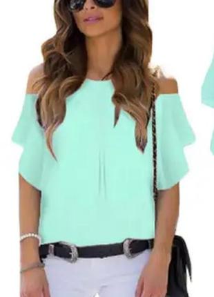 Шифоновый батл, блузка, блуза, футболка из шифона, разлетайка