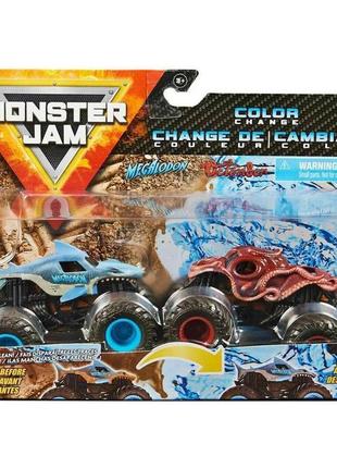 Monster jam trucks 1:64 акула megalodon vs octon8er набір маши...