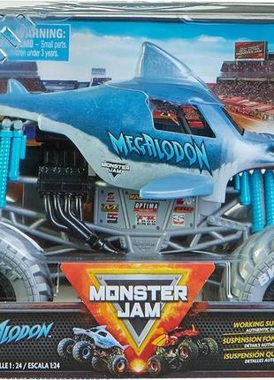 Hot wheels monster jam позашляховик джип акула 1:24 scale mega...1 фото