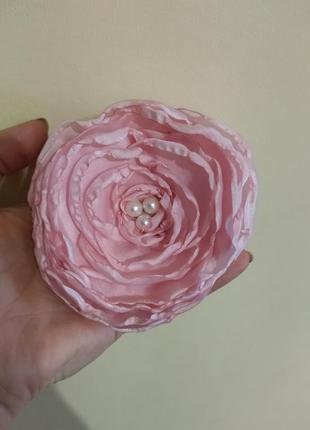 Брошь авторский цветок роза атлас3 фото