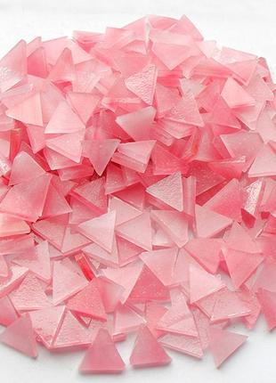 Набір шматочків мозаїки слюда форма трикутник 200 грам 240 шт колір рожевий1 фото
