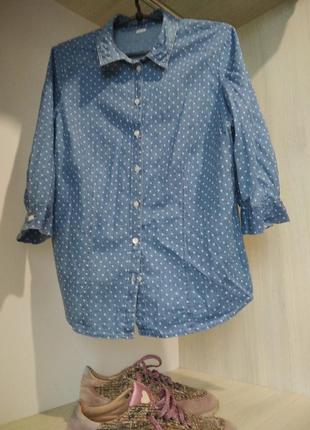 Джинсова сорочка в горох
