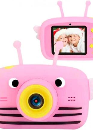 Дитячий цифровий фотоапарат smart kids toy g9 бджілка рожева 2...