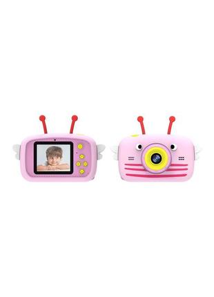 Дитячий цифровий фотоапарат smart kids toy g9 бджілка рожева 2...4 фото
