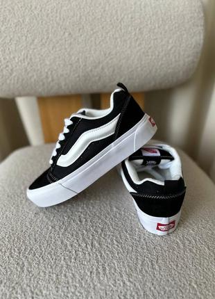 Новинка топовые женские кеды vans knu skool black white platform