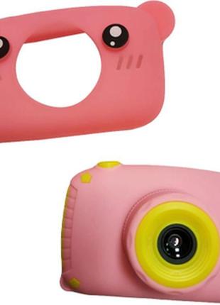 Дитячий цифровий фотоапарат smart kids toy g9 рожевий ведмедик...3 фото