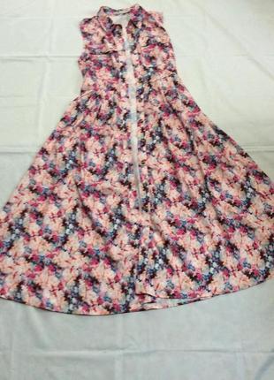 Сукня-халат р.46-48 плаття жіноче на гудзиках приталене довге4 фото