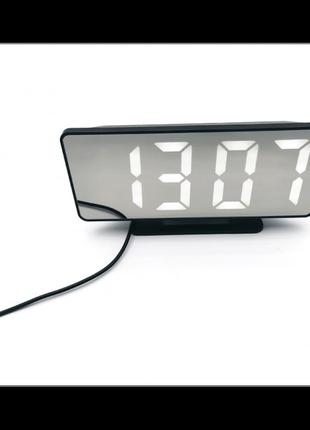 Дзеркальний led-годинник із будильником і термометром vst-888 ...2 фото