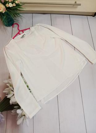 Шикарна біла блуза з камінчиками на рукавах розмір хс h&m7 фото