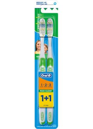 Зубна щітка oral-b 1+1 maxi clean 1-2-3 3-ефекти середньої жор...