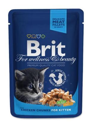 Вологий корм для кішок brit premium cat pouches chicken chunks...