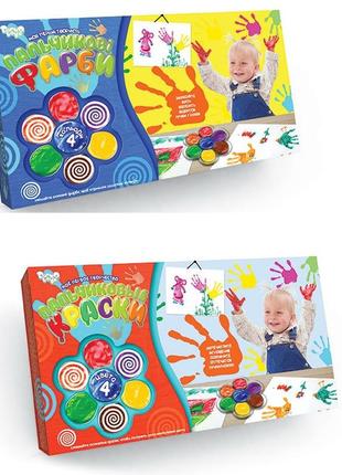 Пальчикові фарби "моя перша творчість" 4 кольори укр/рос (12) danko toys