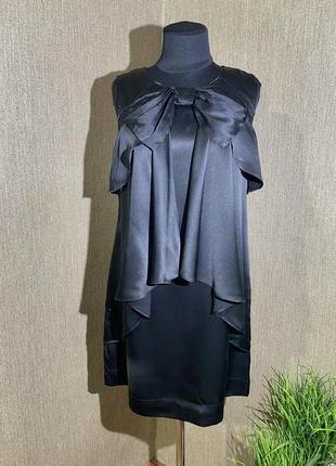 Черное шелковое платье с бантом от 🕋  warehouse 🖤 размер 10 s/m