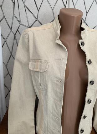 Джинсовый пиджак бежевого цвета коттон размер s2 фото