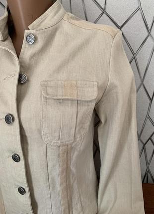 Джинсовый пиджак бежевого цвета коттон размер s5 фото