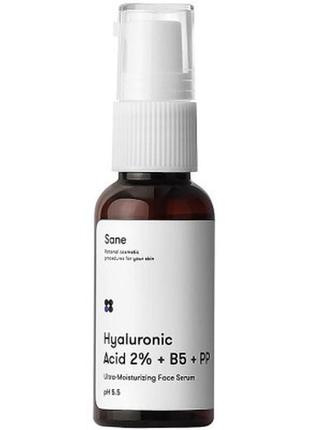 Сироватка для обличчя sane hyaluronic acid 2% + b5 + pp з гіал...