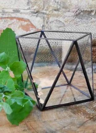 Набір з 3-х флораріумів  куби 3d трикутники  50*60*50 мм, 60*70*60 мм, 80*80*70 мм скляні без наповн4 фото