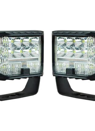 Led фара прямоугольная (2шт) 63w ближний + дальний та желтый габарит 12-24v (7.6x5x3см) фары на трактор мтз