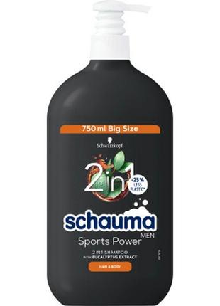 Шампунь schauma men sports power 2 в 1 з екстрактом евкаліпта ...