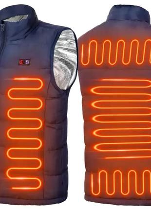 Жилет з електричним підігрівом 9 зон usb-нагрівальна куртка синя 4xl