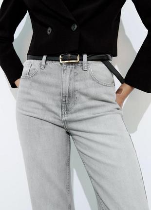 Серые джинсы zara 36 р straight high waist высокая посадка3 фото