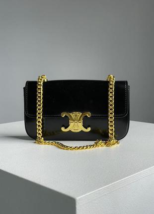 Сумка celine chain shoulder bag claude in shiny calfskin black