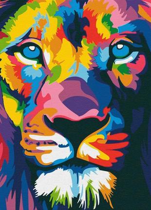 Картина за номерами, "кольоровий лев", 40х50 rb-0057
