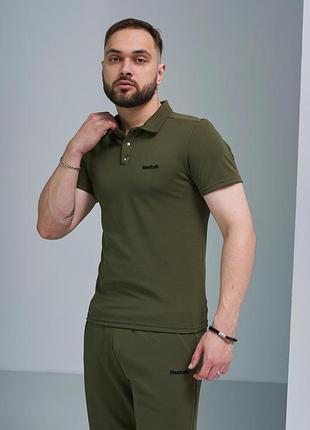 Качественная мужская футболка поло reebok с воротником, на пуговицах