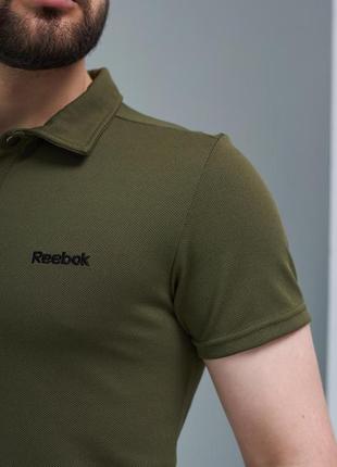 Качественная мужская футболка поло reebok с воротником, на пуговицах8 фото