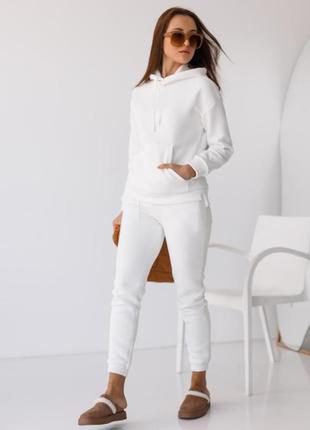 Спортивний костюм жіночий худі і штани білий skl90-323866
