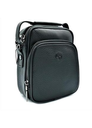 Чоловіча шкіряна сумка h. t. leather чорного кольору skl85-296495