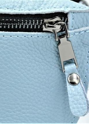 Жіноча шкіряна сумка на пояс бананка weatro колір блакитний sk...6 фото
