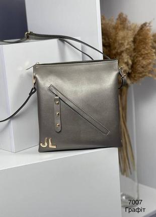 Жіноча сумка з екошкіри колір графіт skl102-354881