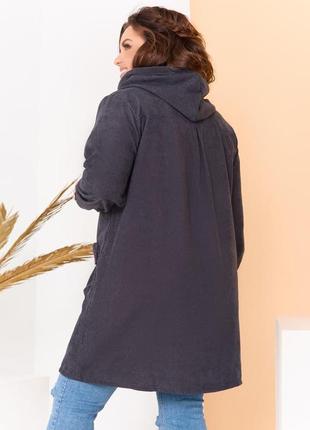 Жіноча куртка-вітровка з капюшоном з микровельвета темно-сірог...2 фото