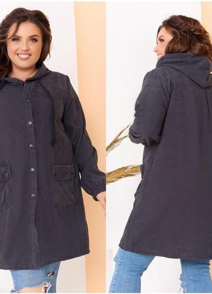 Жіноча куртка-вітровка з капюшоном з микровельвета темно-сірог...3 фото