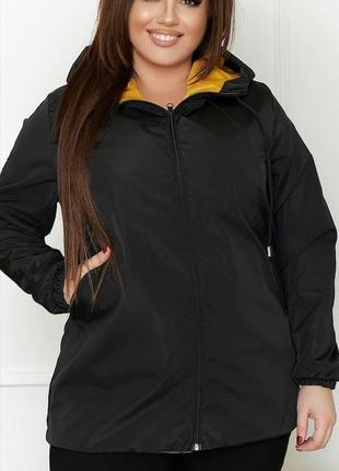 Жіноча куртка з плащової тканини чорна р. 56-58 skl92-3227274 фото