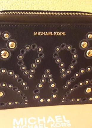 Сумка шкіряна синя michael kors crossbody5 фото