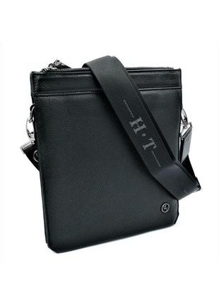 Чоловіча шкіряна сумка h. t. leather чорного кольору skl85-296486