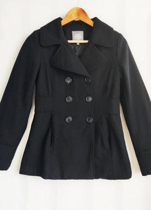 Черное шерстяное подростковое пальто lindex1 фото