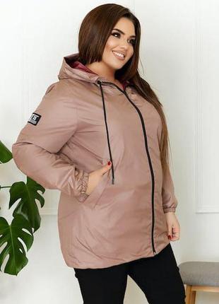 Жіноча куртка з плащової тканини мокко р. 52-54 skl92-3227284 фото