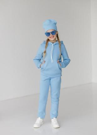 Теплий спортивний костюм для дівчинки р. 110-140 блакитний skl...