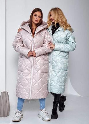 Жіноче стеганное зимове пальто колір яблуко skl92-353616