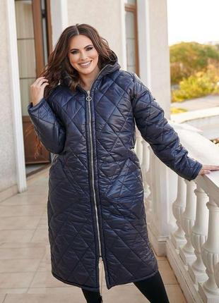 Пальто жіноче зимове laura kim синій ромб розмір 54/56 skl92-3...3 фото