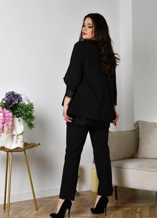 Жіночий костюм трійка: піджак, штани і блузка чорного кольору ...2 фото