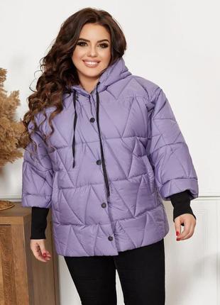 Жіноча демісезонна куртка з плащової тканини фіолетового кольо...3 фото