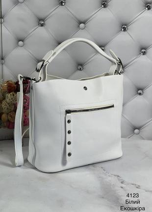 Жіноча сумка з екошкіри колір білий skl102-354695